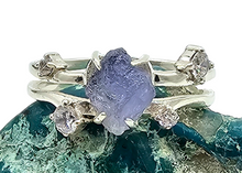 Load image into Gallery viewer, Raw Tanzanite Constellation Ring, Size 8, December Birthstone, Sterling Silver, Rough Tanzanite, Artisanal Piece
