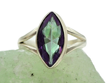 Load image into Gallery viewer, 5 carat Mystic Topaz Ring, Marquise Shape, Size 7 3/4, Sterling Silver, Purple / Green Gemstone, Fire Topaz, Rainbow Topaz