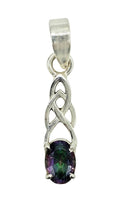 Load image into Gallery viewer, Mystic Topaz Pendant / Charm, Sterling Silver, Oval Shaped, Purple / Green Gemstone, Fire Topaz, Rainbow Topaz, Alaskan Ice