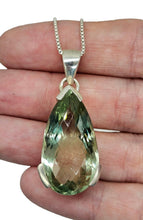Load image into Gallery viewer, Prasiolite Pendant, Green Amethyst Gemstone, 35 carats, Sterling Silver, Pear Design, Spiritual Stone, Light Green Crystal