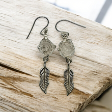 Load image into Gallery viewer, Raw Herkimer Diamond Feather Earrings, April Birthstone, Sterling Silver, Rough Gemstones, Spiritual Energy - GemzAustralia 