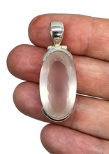 Load image into Gallery viewer, Rose Quartz Pendant, 28 Carats, Sterling Silver, Long Oval Faceted, Love Stone, Unconditional Love, Taurus Zodiac - GemzAustralia 