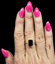 Load image into Gallery viewer, Rough Black Tourmaline Ring, Size 9, Sterling Silver, October Birthstone, Schorl Gemstone, Grounding Stone, Good Luck Stone