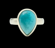 Load image into Gallery viewer, Pear Peruvian Amazonite Ring, Size 7, Sterling Silver, Seafoam Blue Green Colour, Amazing Natural Gemstone, Serenity Stone, Relaxation Gem - GemzAustralia 