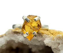 Load image into Gallery viewer, Rough Citrine Ring, Size 9, Sterling Silver, November Birthstone, Raw Gemstone, Happiness Gem, Success Stone - GemzAustralia 