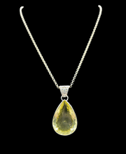 Load image into Gallery viewer, Lemon Quartz Pendant, Sterling Silver, Massive Pear Shaped, 37 carats, Mental Clarity, Confidence Stone, Joy Stone - GemzAustralia 