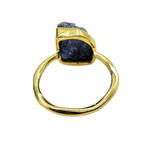 Load image into Gallery viewer, Blue Sapphire Ring, Size 7, 14k Gold Plated Sterling Silver, Raw Sapphire, September Birthstone