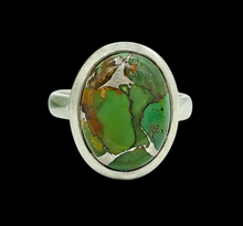 Load image into Gallery viewer, Green Mojave Turquoise Ring, Size 8, Sterling Silver, Oval Shape, Protection Stone, Goddess Stone
