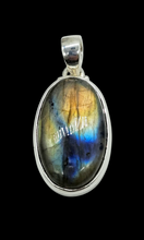 Load image into Gallery viewer, Spectrolite Labradorite Pendant, Sterling Silver, Oval Cabochon, Magical Stone, Trust in the Universe Stone
