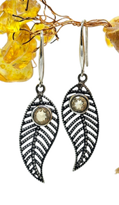Citrine Earrings, Leaf Design, Sterling Silver, November Birthstone, Luck & Fortune Stone, Wealth and Success Stone