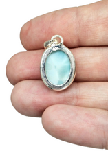 Load image into Gallery viewer, Oval Larimar Pendant, Water &amp; Fire Gemstone, Dolphin Stone, Stone of Atlantis, Sterling Silver, Spiritual Gemstone - GemzAustralia 