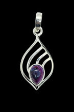 Load image into Gallery viewer, Purple &amp; Blue Mojave Turquoise Charm Pendant, Pear Shaped, Sterling Silver, Goddess Gem, Protection Stone, Powerful Stone