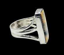 Load image into Gallery viewer, Rectangle Bumblebee Jasper ring, Size P 1/2, Sterling Silver, Eclipse Jasper, Yellow, Orange &amp; Black Gemstone, New Beginnings