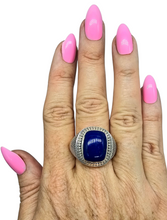 Load image into Gallery viewer, Men's Lapis Lazuli Ring, Size 13, Sterling Silver, Bold Oversized Rectangle Shape, Protection Gemstone