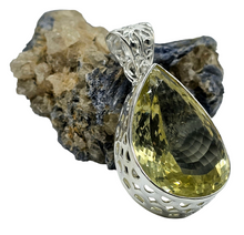 Load image into Gallery viewer, Lemon Quartz Pendant, Sterling Silver, Massive Pear Shaped, 37 carats, Mental Clarity, Confidence Stone, Joy Stone - GemzAustralia 