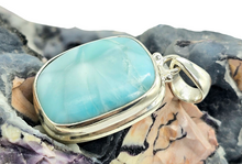 Load image into Gallery viewer, Rectangle Shaped Larimar Pendant, Dolphin Stone, Stone of Atlantis, Sterling Silver, Spiritual Gemstone, Fire &amp; Water Elements, Volcanic Gem