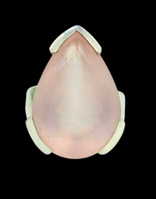 Load image into Gallery viewer, Rose Quartz Ring, Size 6.75, Sterling Silver, Pear Shape, 20 Carats, Love Stone, Unconditional Love, Pink Gem