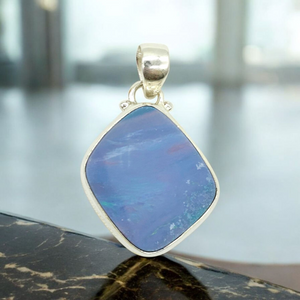 Australian Opal Doublet Pendant, October Birthstone, Blue and Pink Opal, Precious Gemstone, Pure Energy, Lucky Stone, Hope Stone - GemzAustralia 