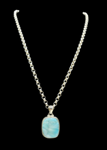 Load image into Gallery viewer, Rectangle Shaped Larimar Pendant, Dolphin Stone, Stone of Atlantis, Sterling Silver, Spiritual Gemstone, Fire &amp; Water Elements, Volcanic Gem