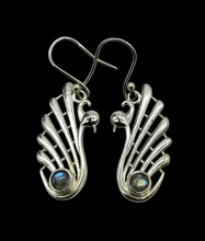 Load image into Gallery viewer, Peacock Labradorite Earrings, Sterling Silver, Blue Green Labradorite, Mystical Gemstone, Companion through Change - GemzAustralia 