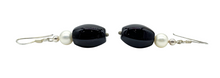 Load image into Gallery viewer, Black Onyx &amp; Pearl Earrings, Sterling Silver, Strength Stone, Provides Support, Grounding Stone, Wisdom Stone - GemzAustralia 