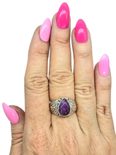 Load image into Gallery viewer, Purple Turquoise Ring, Size 8, Sterling Silver, Pear Shaped, Goddess Gem, Protection Stone, Powerful Stone, Good Fortune