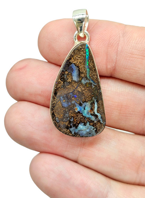 Australian Boulder Opal Pendant, Solid Opal, Australian Opal, Sterling Silver, October Birthstone, Precious Stone