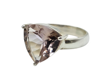 Load image into Gallery viewer, Trillion Ametrine Ring, Size 9, Sterling Silver, Combination of Amethyst &amp; Citrine, Trystine Crystal, Bolivianite, Stone of Balance