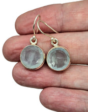 Load image into Gallery viewer, Round Faceted Aquamarine Earrings, March Birthstone, Sterling Silver, 7.5 carats, Courage &amp; Communication Gemstone