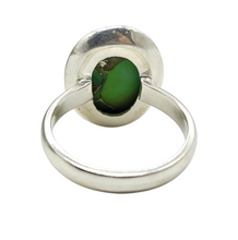 Load image into Gallery viewer, Green Mojave Turquoise Ring, Size 8, Sterling Silver, Oval Shape, Protection Stone, Goddess Stone
