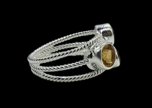 Load image into Gallery viewer, Three Stone Citrine Ring, Size P 1/2, Sterling Silver, Round Faceted, November Birthstone, Abundance Gem - GemzAustralia 