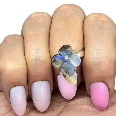 Boulder Opal Ring in a floral design, Size O 1/2, Solid Opal, Australian Opal, Sterling Silver, October Birthstone