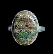 Load image into Gallery viewer, Matrix Opal Ring, Size 8, Sterling Silver, Green, Gold, Orange, Red Colours, October Birthstone, Spontaneity &amp; Love Stone