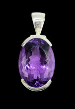 Load image into Gallery viewer, AAA Amethyst Pendant, 25 carats, Oval Shaped, Sterling Silver, February Birthstone, Spiritual Stone, Natural Gemstone, Deep Purple Amethyst