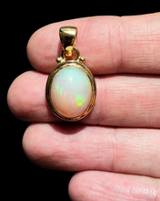 Load image into Gallery viewer, Solid African Opal Pendant, 18K Gold Plated Sterling Silver, October Birthstone, Aura Gem, Psychic Gemstone, Precognition Stone, Oval Shaped