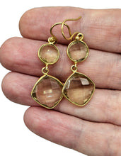 Load image into Gallery viewer, Lemon Quartz Earrings, Gold Plated Sterling Silver, Double Drops, Joyful Gemstone, Confidence Stone, High Vibrational Stone