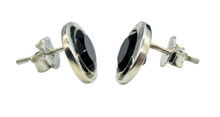 Load image into Gallery viewer, Black Onyx Studs, Oval Faceted, Sterling Silver, Protection Stone, Lucky Gem, Strength Giving Gem, Support Stone, Black Gemstone - GemzAustralia 