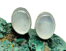 Load image into Gallery viewer, Statement Aquamarine Studs, March Birthstone, Oval Cabochon, Sterling Silver, 14 carats, Courage &amp; Communication Gemstone - GemzAustralia 