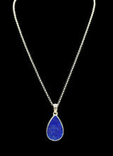 Load image into Gallery viewer, Pear Lapis Lazuli Pendant, Sterling Silver, 20 Carats, 9th Anniversary Stone, Protection, Truth &amp; Love Gem, Royal Blue Gemstone