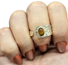 Load image into Gallery viewer, Adjustable Tiger's Eye Ring, Size 9, Sterling Silver, Kundalini Awakening, Courage Gemstone, Protection Amulet, Leo Zodiac
