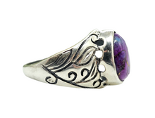 Load image into Gallery viewer, Purple Turquoise Ring, Size 8, Sterling Silver, Pear Shaped, Goddess Gem, Protection Stone, Powerful Stone, Good Fortune