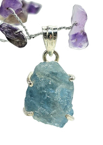Raw Aquamarine Pendant, March Birthstone, Sterling Silver, Courage Gem, Communication with the Divine, Natural Rough Stone