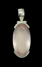 Load image into Gallery viewer, Rose Quartz Pendant, 28 Carats, Sterling Silver, Long Oval Faceted, Love Stone, Unconditional Love, Taurus Zodiac - GemzAustralia 