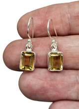 Load image into Gallery viewer, Emerald Faceted Citrine Earrings, Sterling Silver, November Birthstone, Rectangle Shaped - GemzAustralia 