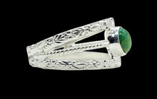Load image into Gallery viewer, Wide Split Band, Green Turquoise Ring, Size 9, Sterling Silver, Round Shaped, Vintage Inspired, Protection Stone, Goddess Stone