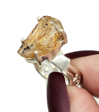 Load image into Gallery viewer, Imperial Topaz Ring, Size 7 3/4, Sterling Silver, Raw Gem, Filigree Band, Manifestation Stone, Solar Plexus Chakra, Rare Variety of Topaz