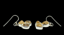 Load image into Gallery viewer, Raw Citrine Earrings, November Birthstone, Sterling Silver, Rough Gemstones, 3 Stone dangle, Stone of Abundance, Money Stone