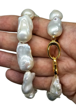 Load image into Gallery viewer, Baroque Flameball Pearl Necklace, 23 Inches, Freshwater Pearls, Gold Clasp, June Birthstone, Fireball Pearls, Bridal Jewellery - GemzAustralia 