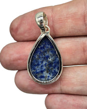 Load image into Gallery viewer, Pear Lapis Lazuli Pendant, Sterling Silver, 20 Carats, 9th Anniversary Stone, Protection, Truth &amp; Love Gem, Royal Blue Gemstone