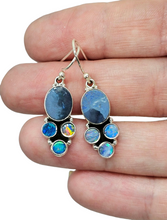 Load image into Gallery viewer, Opal Dangly Earrings, October Birthstone, Sterling Silver, Australian Opal Doublets, Love &amp; Passion Stone, Four Stone Drops, Genuine Gems